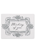 Card with 'Thinking of you' text and decorative frame on a white background