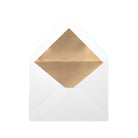 White envelope with a gold flap on a white background