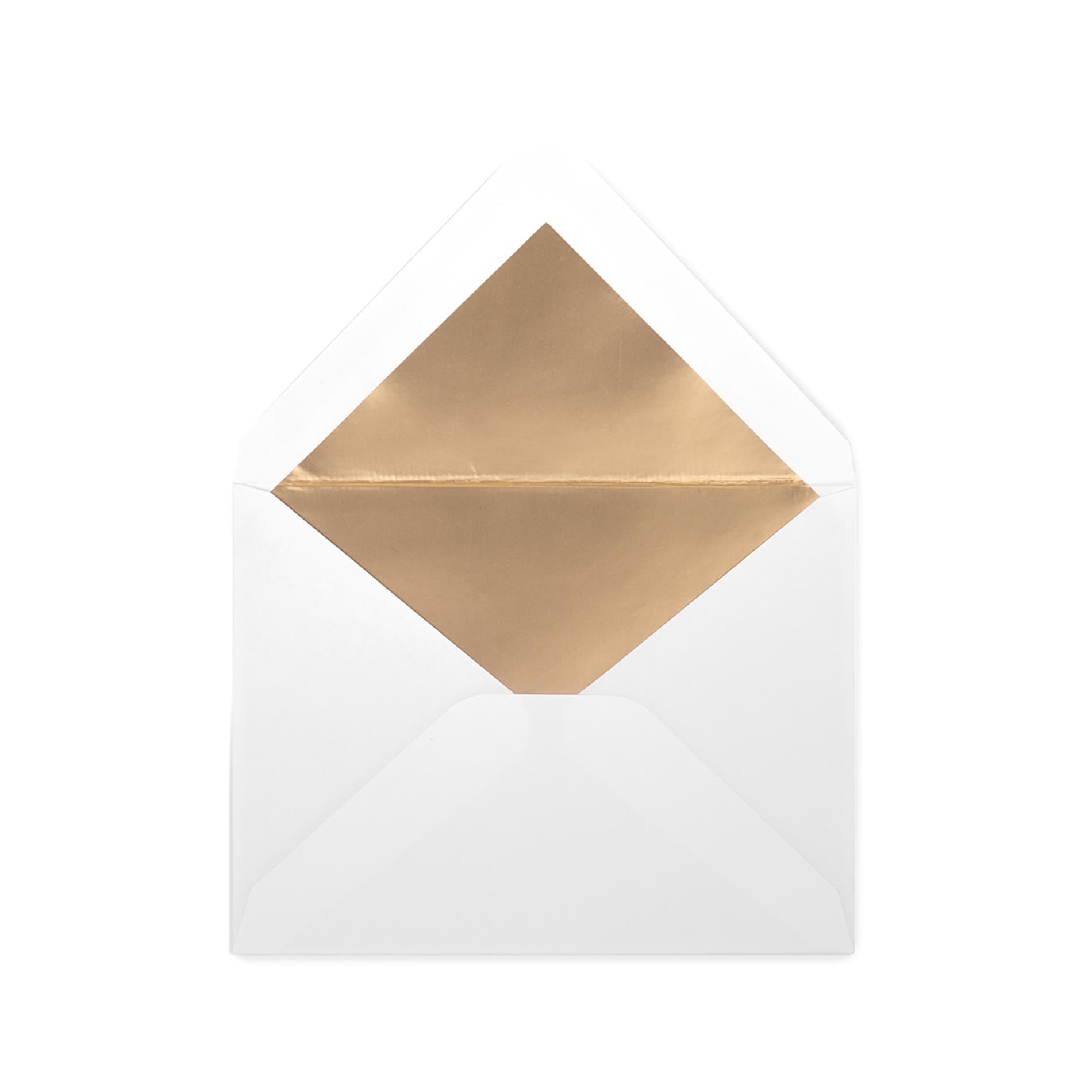 White envelope with a gold flap on a white background
