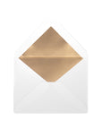White envelope with a gold flap on a white background