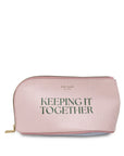 Pink striped pouch with 'Keeping It Together' text on a white background