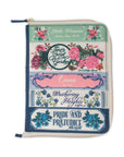 Floral and text design on a product with 'Little Women' and 'Pride and Prejudice' text.