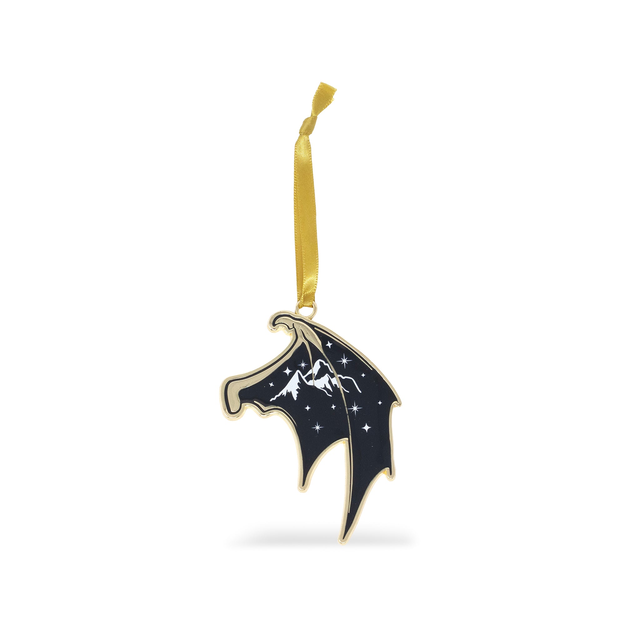 navy and gold accented court wings ornament with gold hanging ribbon
