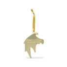 back view of navy and gold accented court wings ornament with gold hanging ribbon