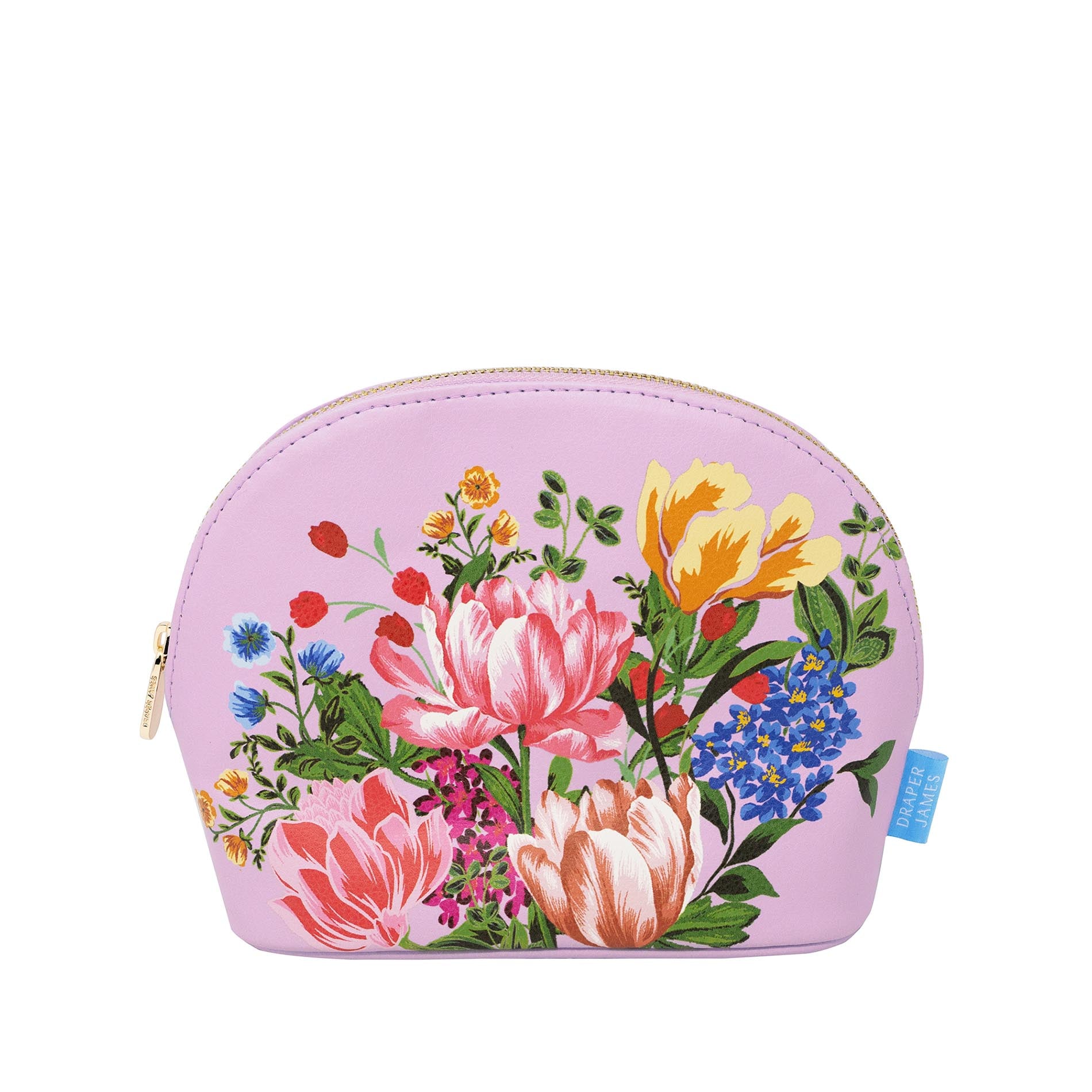 Floral-patterned pouch on a white background