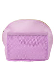 Purple pouch with mesh pocket on a white background