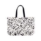 Tote bag with black abstract pattern on a white background
