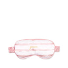 Sleep mask with pink and white cloud pattern on a white background