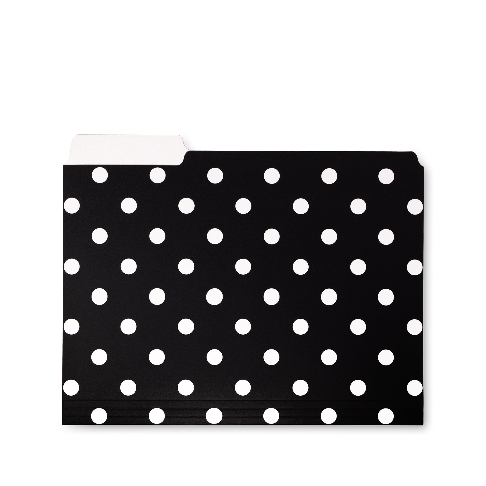 black file folders with white polka dots