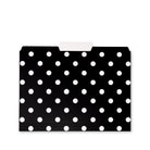 center tab of black file folders with white polka dots