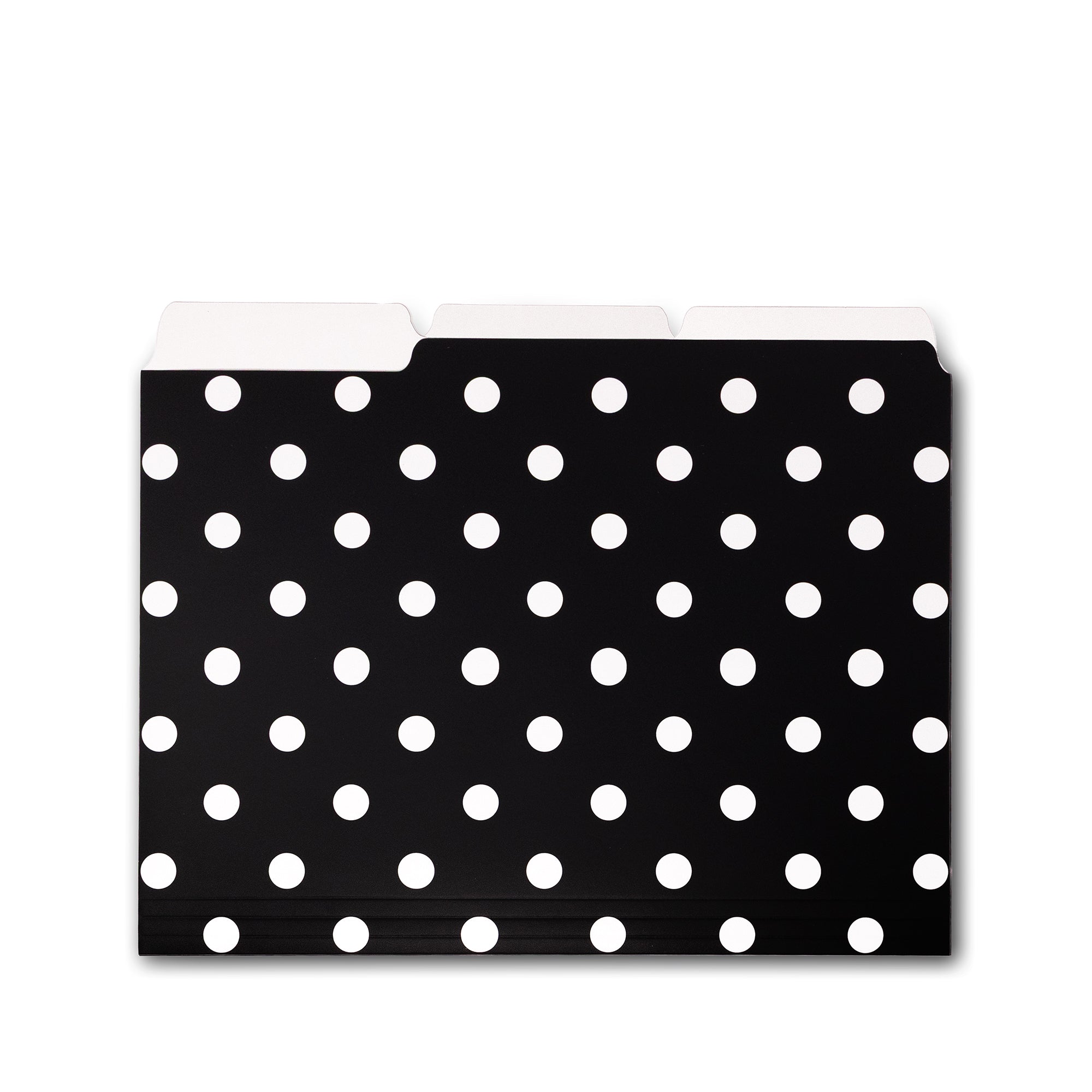 black file folders with white polka dots