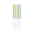 Notepad with colorful striped design on a white background