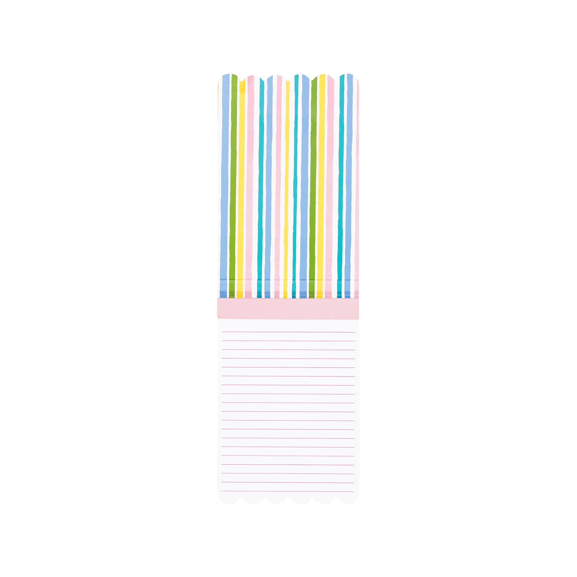 Notepad with colorful striped design on a white background