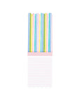 Notepad with colorful striped design on a white background
