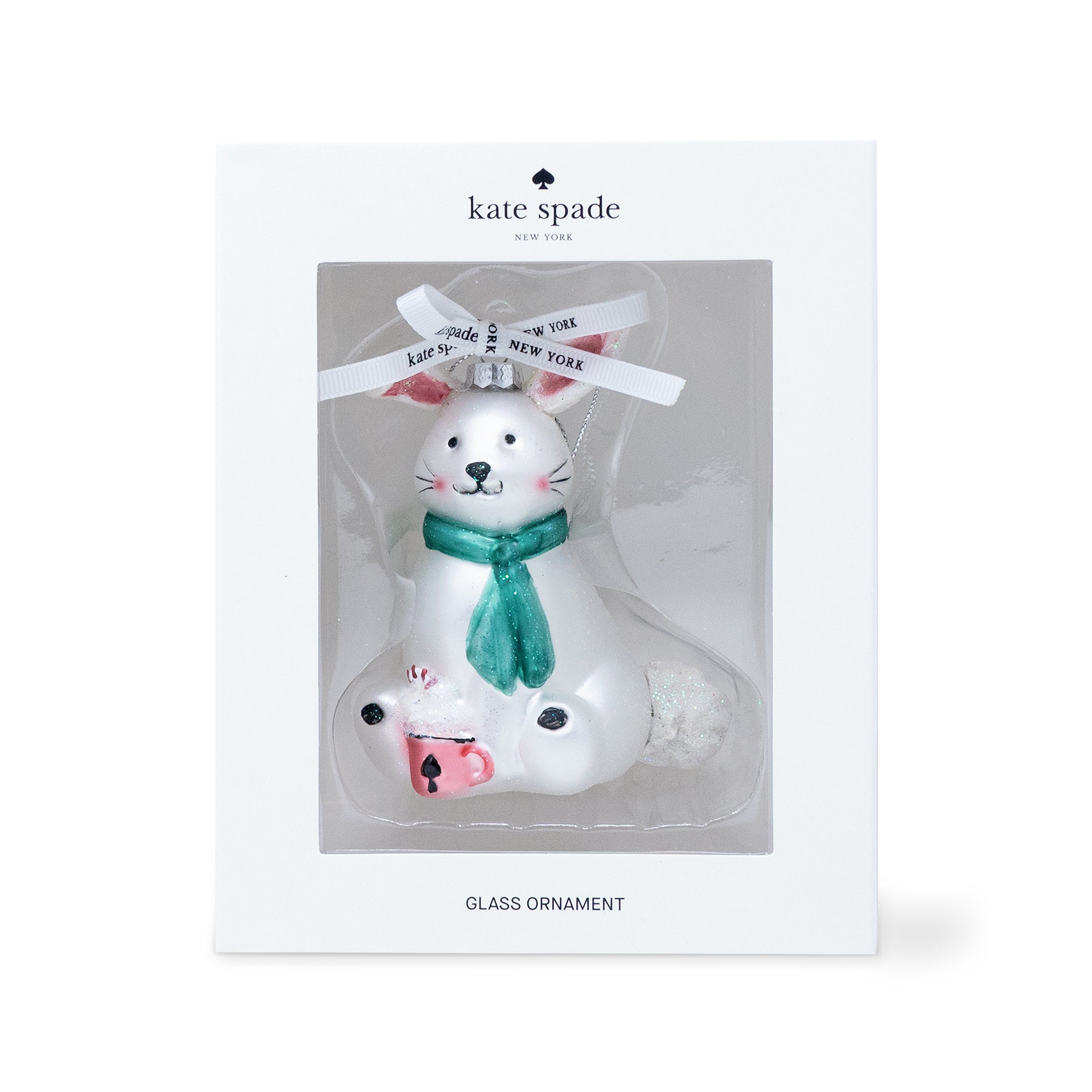 packaged bunny glass ornament