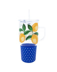 Glass Tumbler with Straw, Lemons
