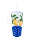 Glass Tumbler with Straw, Lemons