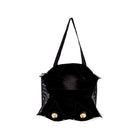 Black bag with gold accents on a white background