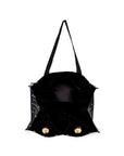 Black bag with gold accents on a white background