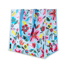 Floral-patterned tote bag on a white background