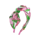 green side tie headband with pink and white flowers
