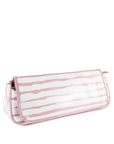 Pink and white striped bag on a white background