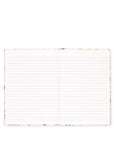 White board with floral border on a white background
