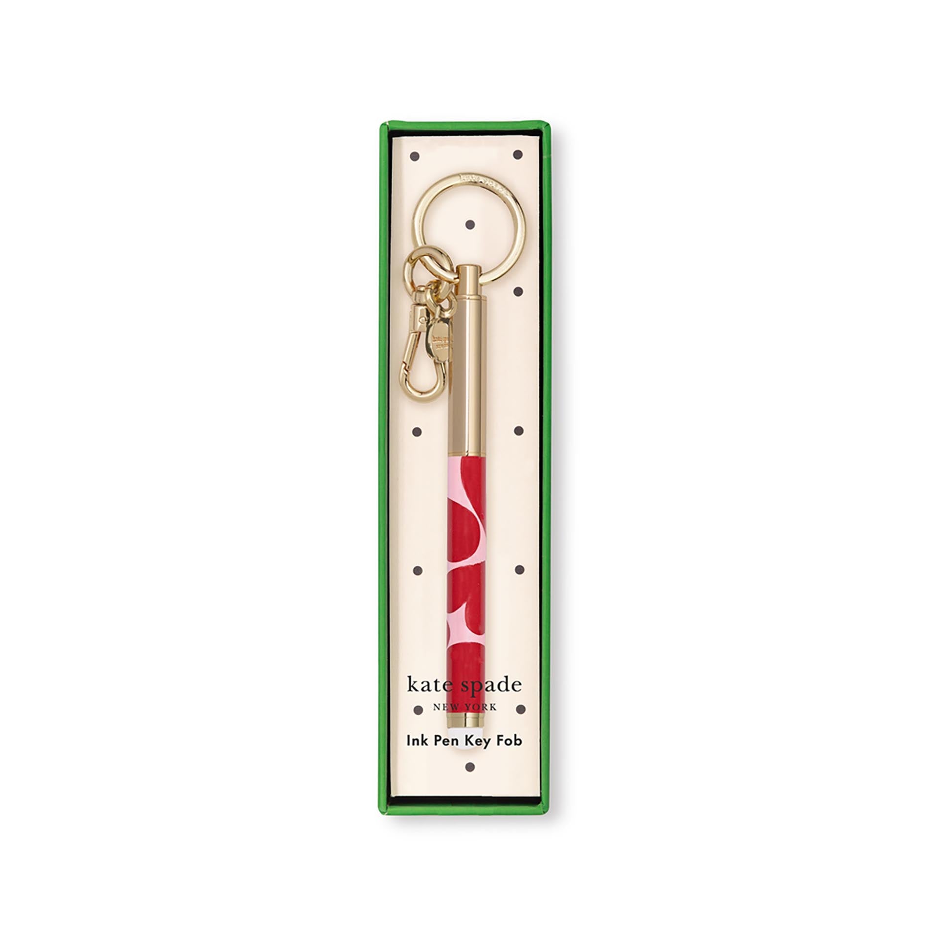 Pink and red heart key fob pen