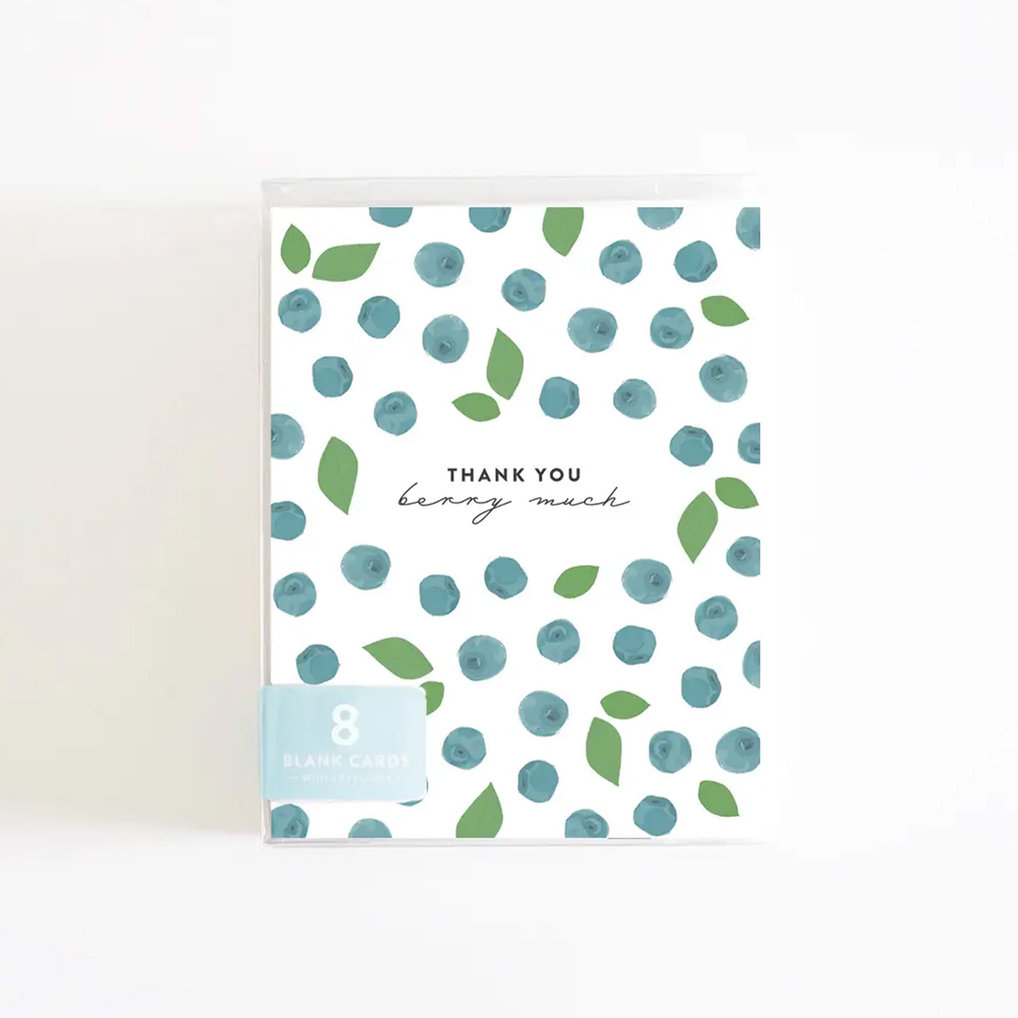 packaged set of 8 thank you cards with blueberry pattern 