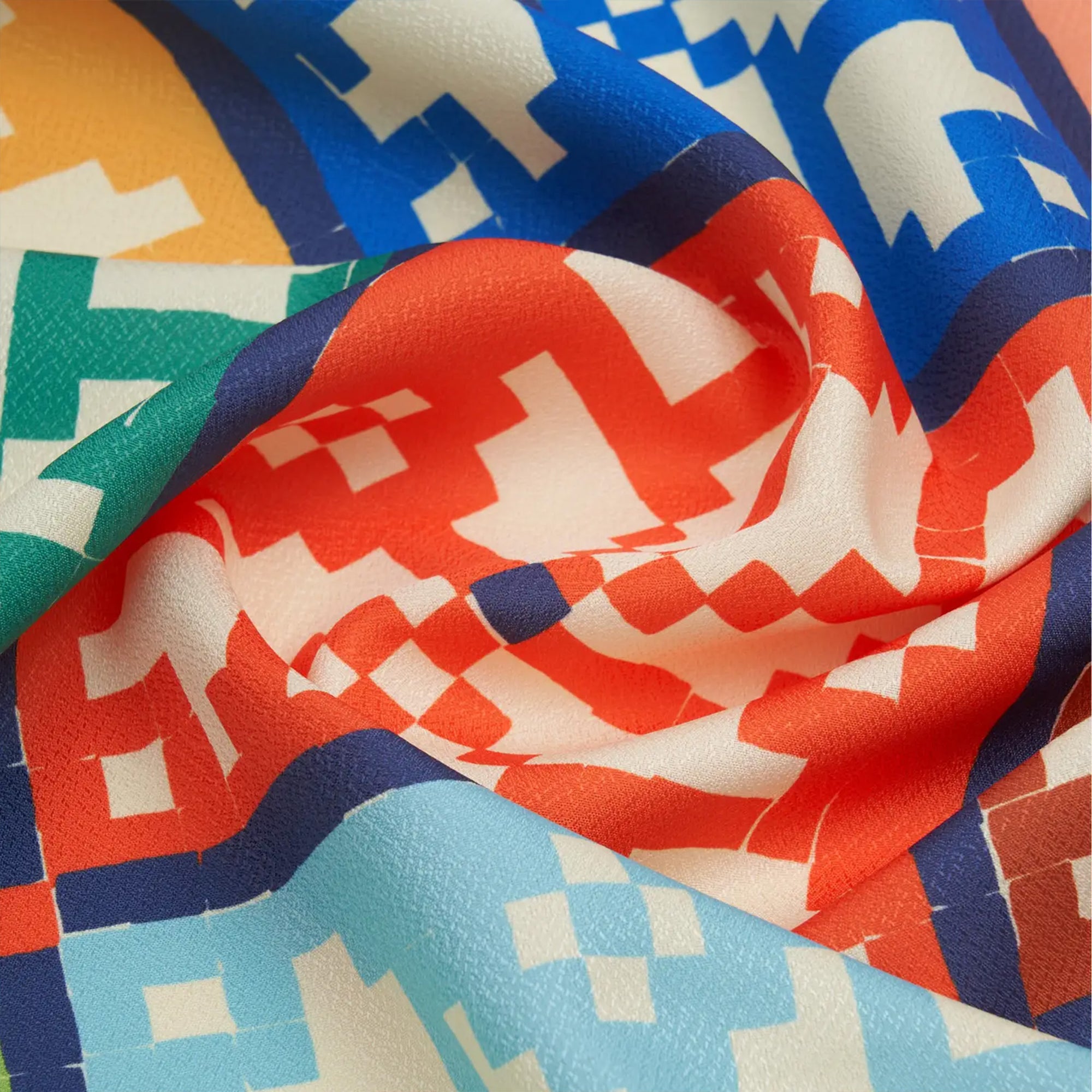 Up close of colorful reusable gift with geometric pattern