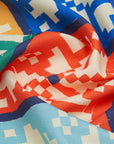 Up close of colorful reusable gift with geometric pattern