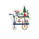 Decorative Christmas cart gift tag with festive items on a white background