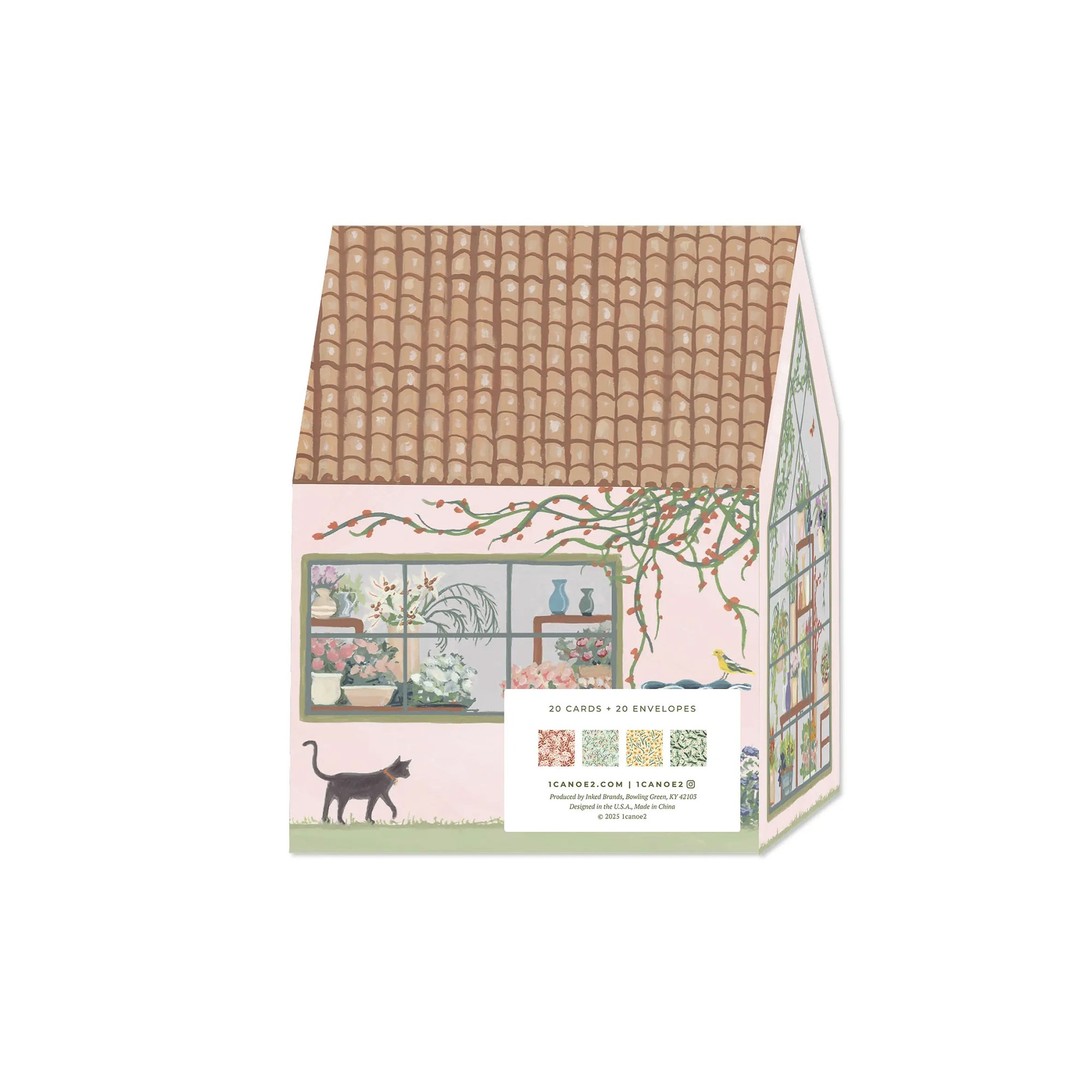 Pack of cards with a house design on a white background