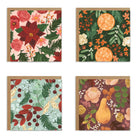 Four floral and nature-themed holiday greeting cards with different designs.