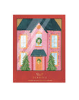 Greeting card set packaging with a pink house illustration