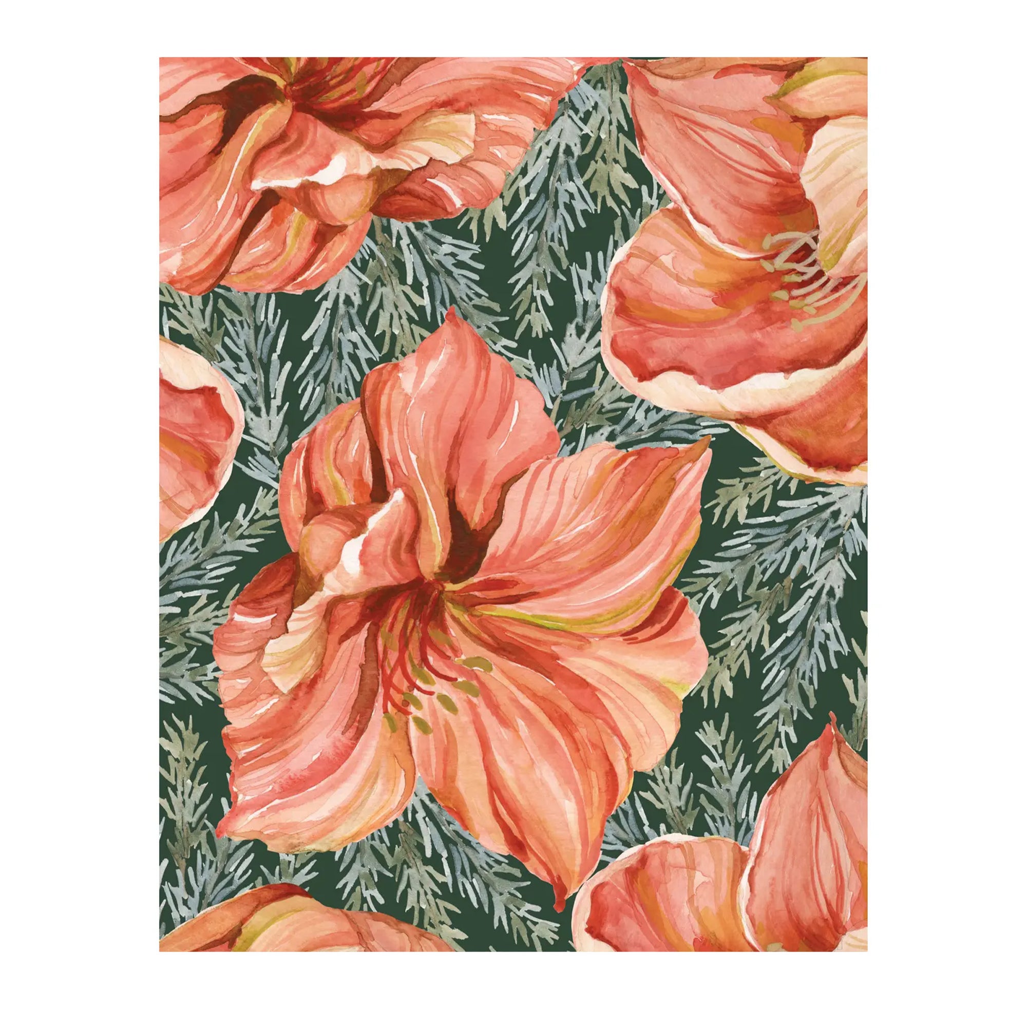 Floral pattern with pink flowers on a green background