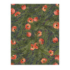 Pattern of red flowers on a green background