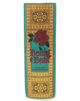 spine of teal beauty and the beast book shaped vase