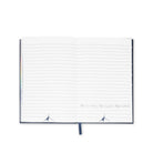 Notebook with lined pages on a white background