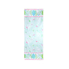 Floral patterned towel with a pink border on a white background