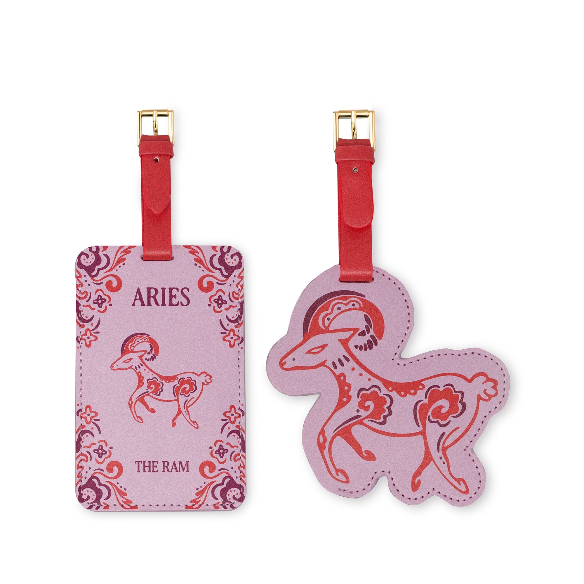 set of 2 pink aries luggage tags