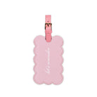 Pink scalloped 'LET'S WANDER' luggage tag