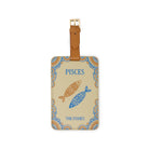 tan luggae tag with 'PISCES' ' THE FISHES' with two fish image