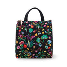 Floral-patterned bag with black background