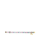 Floral-patterned dog collar with a gold clasp on a white background