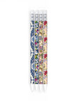 4 mechanical pencils with floral designs on a white background