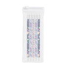 Set of floral-patterned straws in a clear plastic case on a white background