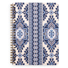 Notebook with blue and beige pattern on a white background