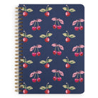 Notebook with cherry pattern on a blue background