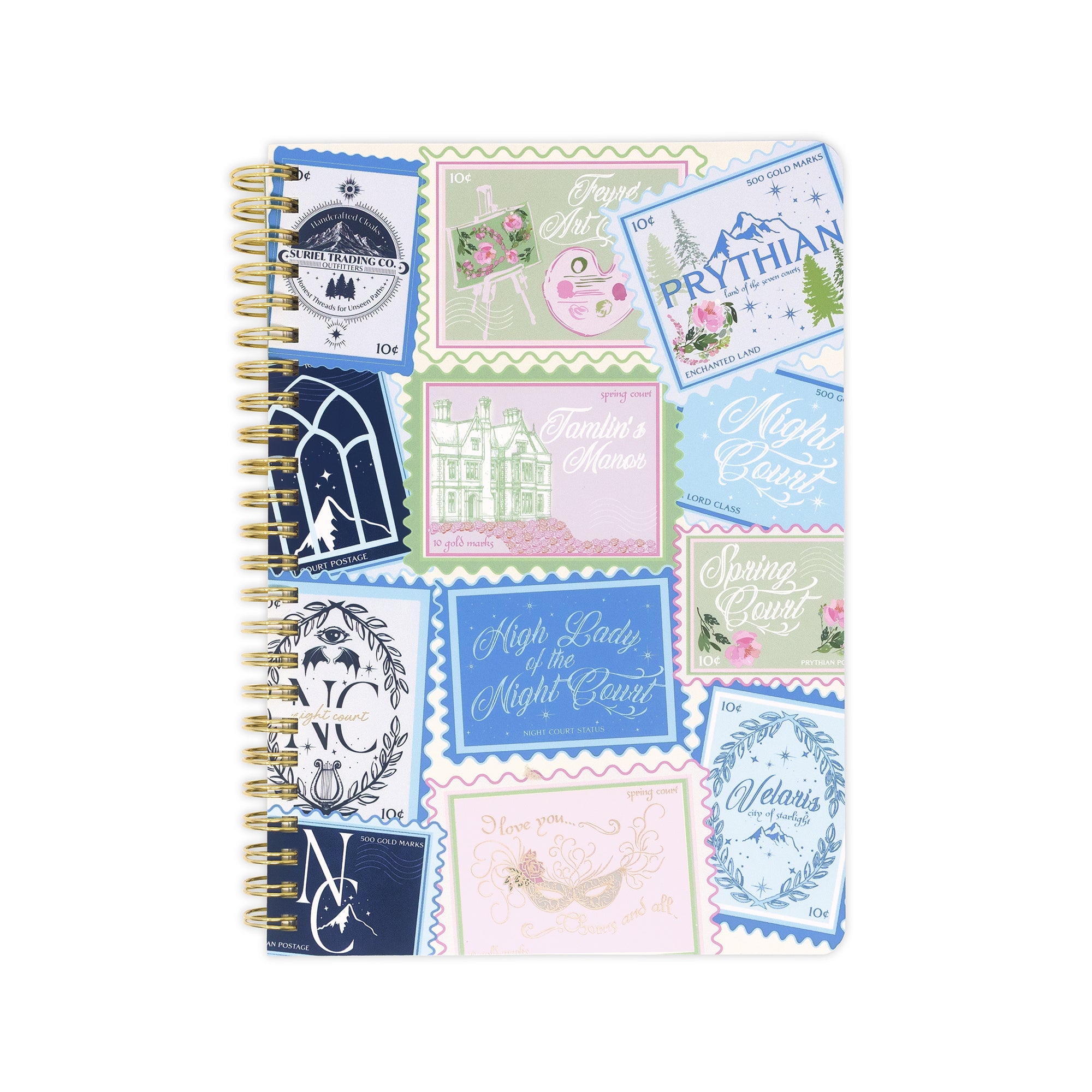 Notebook with decorative stamps on the cover